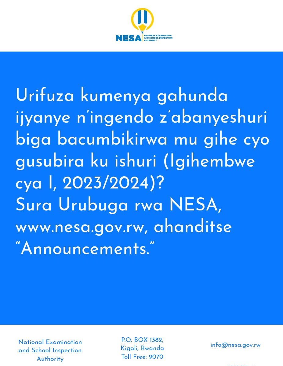 ITANGAZO KU NGENDO Z’ABANYESHURI BIGA BACUMBIKIRWA MU GIHE CYO GUSUBIRA ...