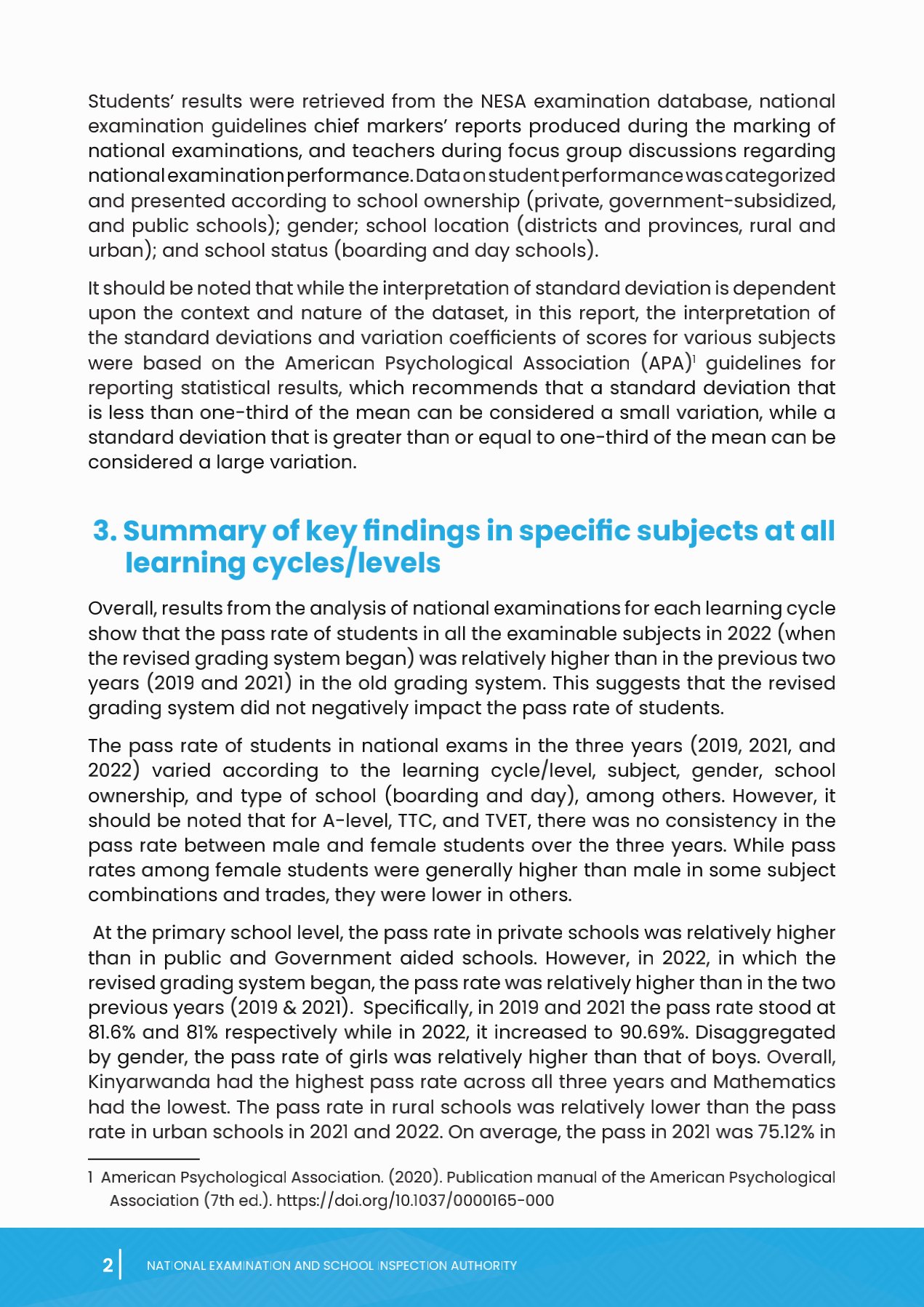 NESA detailed report on analysis of General Education,TTCs,TVET