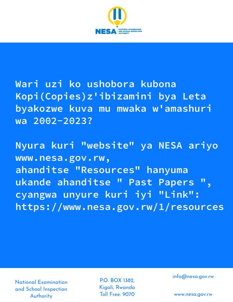 NESA P6,S3,S6,TVET AND TTCs NATIONAL EXAMINATIONS PAST PAPERS WITH